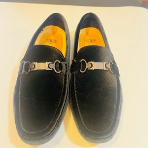 Men’s Royal Shoes Loafer Black Velvet Tuxedo Slides Sz 9.5